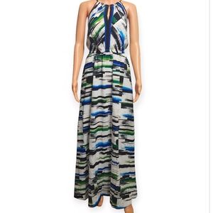 XOXO Blue and Green Patterned Maxi Dress. Size L.